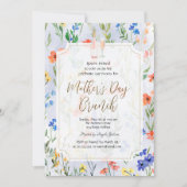 Invitation Chic Fleur sauvage Bleu Vin Fête des Mères Brunch (Devant)