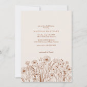 Invitation Chic Fleur sauvage Boho Burnt Orange Fête des mari (Devant)