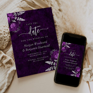 Invitation Chic Fleurs Argentées Mariage Date à Retenir