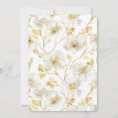 Invitation Chic Fleurs Blanches Dorées Mariage (Dos)