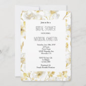 Invitation Chic Fleurs Blanches Dorées Mariage (Devant)