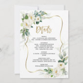 Invitation Chic Fleurs Blanches Gold Hens Bachelorette Week-e (Dos)