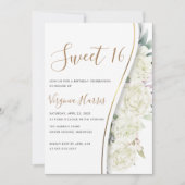 Invitation Chic Fleurs Blanches Sweet sixteen 16 Anniversaire (Devant)