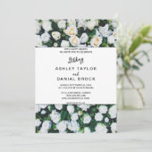 Invitation Chic fleurs botaniques blanc roses Mariage floral (Debout devant)