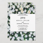 Invitation Chic fleurs botaniques blanc roses Mariage floral (Devant / Derrière)