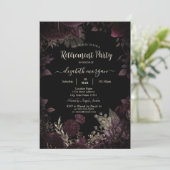 Invitation Chic Fleurs Bourgogne foncé Départ de cadre (Debout devant)