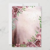 Invitation Chic Fleurs Bourgogne Robe Or Cadre Quinceanera (Dos)