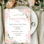 Invitation Chic Fleurs d'aquarelle Fiançailles de flocons de 