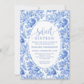 Invitation Chic Fleurs de Roses Bleues pour Sweet  (Devant)