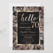 Invitation Chic Fleurs Noires Roses Sombre 70e Anniversaire (Devant)