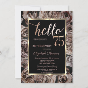 Invitation Chic Fleurs Sombres Roses Noires Fête des 75 ans