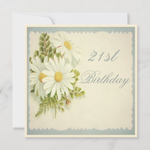 Invitation Chic Fleurs Vintage 21e Anniversaire