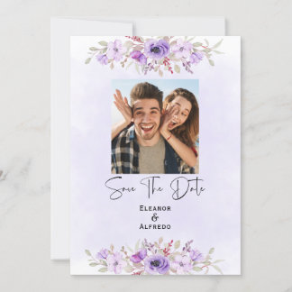 Invitation Chic Fleurs Violettes Mariage Enregistrer la Date