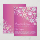 Invitation chic flocon de neige rose chaud pour Sw (Devant / Derrière)