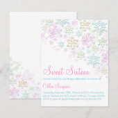 Invitation chic flocon de neige Sweet16 (Devant / Derrière)