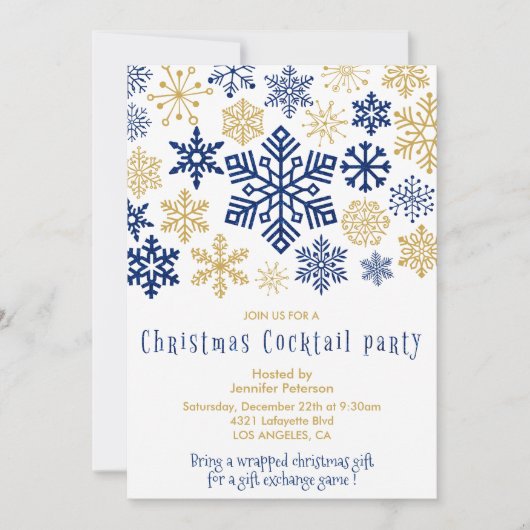 Invitation chic flocons de neige pour la soirée co (Devant)