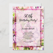 Invitation Chic Floral Aquarelle fête d'anniversaire (Devant)