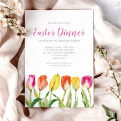 Invitation Chic Floral Aquarelle Tulip Dîner de Pâques