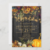 Invitation Chic floral automne rustique 100 ans fabuleux (Devant)