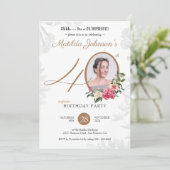 Invitation Chic Floral Botanical Photo Surprise 40e anniversa (Debout devant)