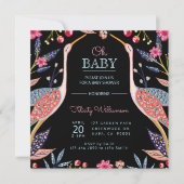 Invitation Chic Floral Botanique Baby shower de cigogne Invit (Devant)