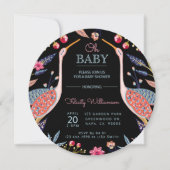 Invitation Chic Floral Botanique Baby shower de cigogne Invit (Devant)