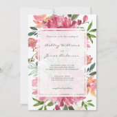 Invitation Chic Floral Botanique Boho Pink Peony Mariage (Devant)