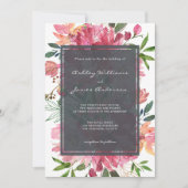 Invitation Chic Floral Botanique Boho Pink Peony Mariage (Devant)