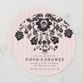 Invitation Chic Floral Douche Parisienne (Devant / Derrière)