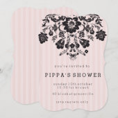 Invitation Chic Floral Douche Parisienne (Devant / Derrière)