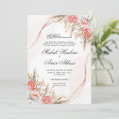 Invitation Chic Floral et feuille musulman musulman Mariage (Debout devant)