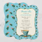 Invitation Chic Floral Fête de l'mariée Tea Party (Devant / Derrière)