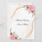 Invitation Chic floral, feuille et or mariage islamique musul (Dos)