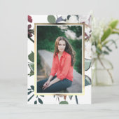 Invitation Chic Floral Frame Photo Graduation Party (Debout devant)