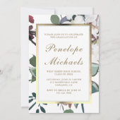 Invitation Chic Floral Frame Photo Graduation Party (Dos)