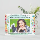 Invitation Chic Floral & Gold Parties scintillant Aquarelle G (Debout devant)