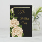 Invitation Chic Floral Ivory Roses 35e anniversaire (Debout devant)