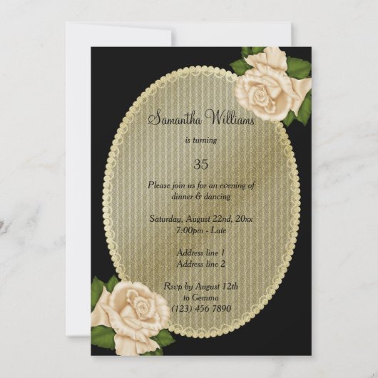 Invitation Chic Floral Ivory Roses 35e anniversaire (Dos)