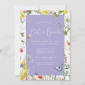 Invitation Chic Floral Moderne Brunch de Pâques Lavande (Devant)