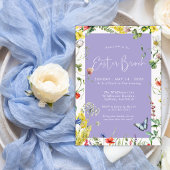 Invitation Chic Floral Moderne Brunch de Pâques Lavande