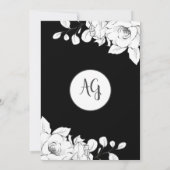 Invitation Chic Floral Noir Et Blanc Moderne 40e Anniversaire (Dos)