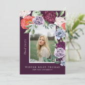 Invitation Chic Floral Peonies Rose Blossoms Graduation Photo (Debout devant)