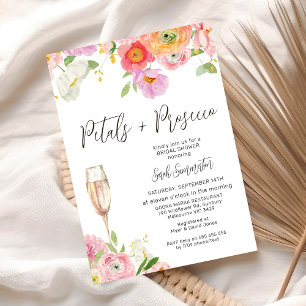 Invitation Chic Floral Petals Prosecco QR Code Fête des marié