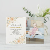 Invitation Chic Floral Premier anniversaire (Debout devant)