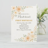 Invitation Chic Floral Premier anniversaire (Debout devant)