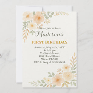 Invitation Chic Floral Premier anniversaire