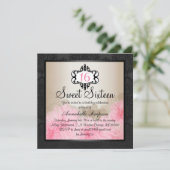 Invitation chic floral rose et noir élégant du (Debout devant)