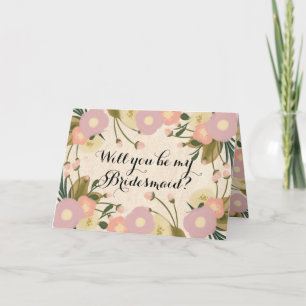 Invitation Chic Floral Rustique Serez-Vous Ma Serveuse D'Épou