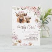 Invitation Chic Floral Saint Vache Highland Baby shower de va (Debout devant)