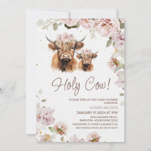 Invitation Chic Floral Saint Vache Highland Baby shower de va